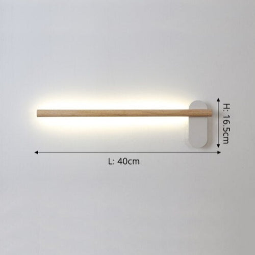 Applique murale scandinave LED rectangulaire en bois Amane