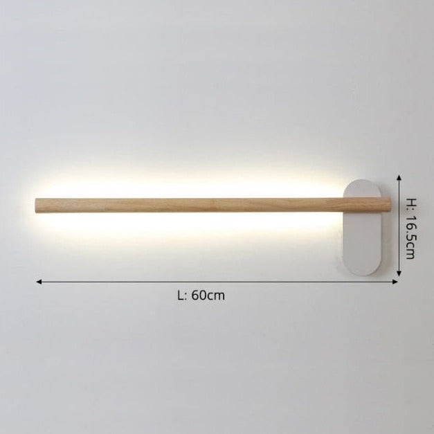 Lámpara de pared LED rectangular escandinava de madera Amane