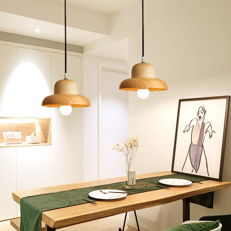 pendant light scandinavian with lampshade original wood Zoraida