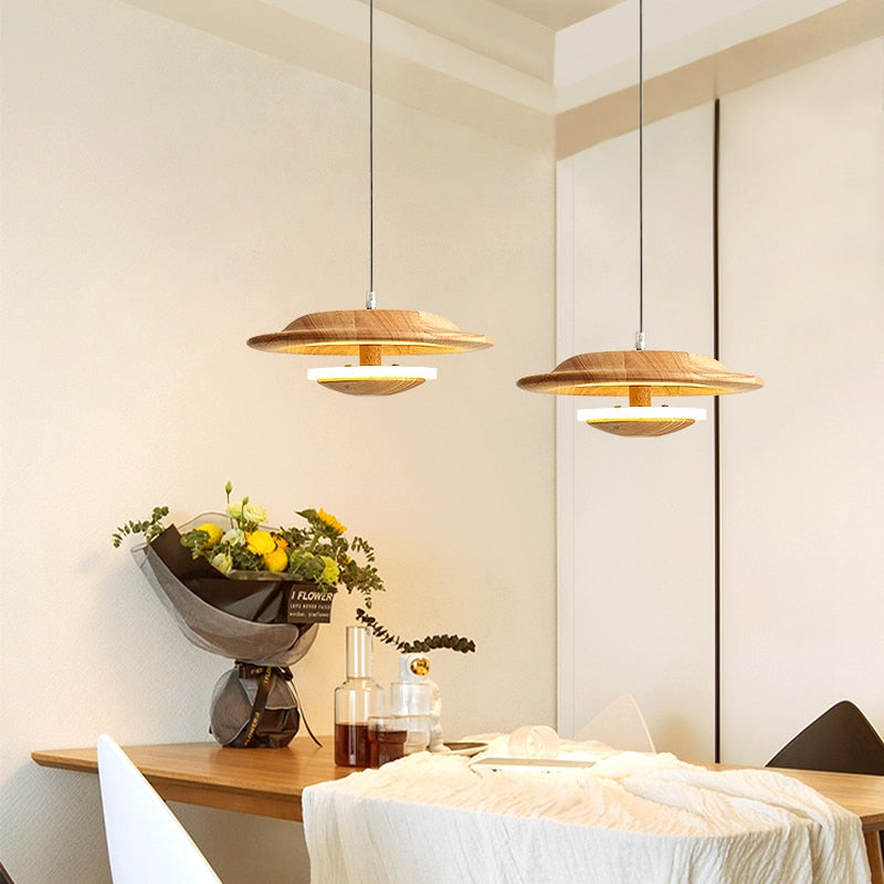 pendant light scandinavian with lampshade original wood Zoraida