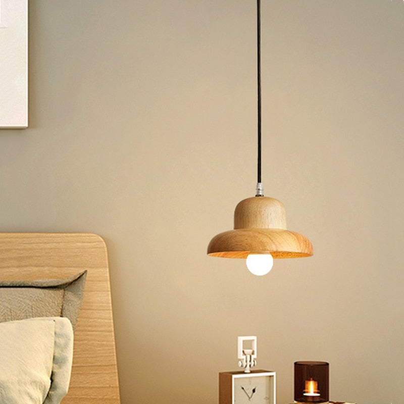 Suspension scandinave avec abat-jour original en bois Zoraida - vue 3 sur 9