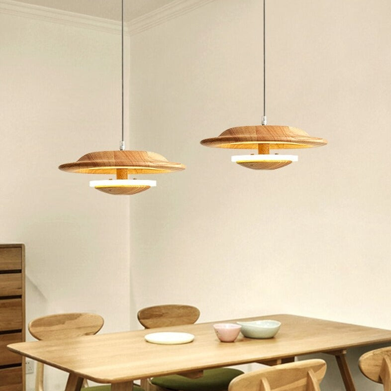 Suspension scandinave avec abat-jour original en bois Zoraida - vue 5 sur 9