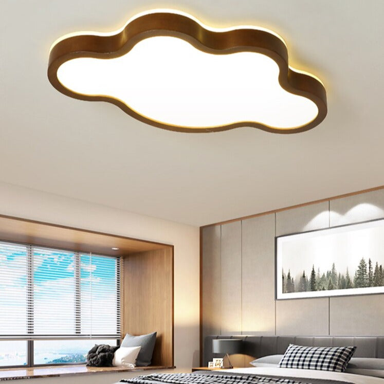 Scandinavian LED ceiling light with original wooden shapes Amade