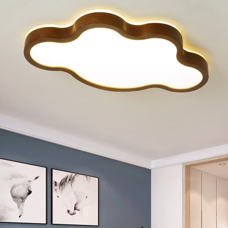 Scandinavian LED ceiling light with original wooden shapes Amade