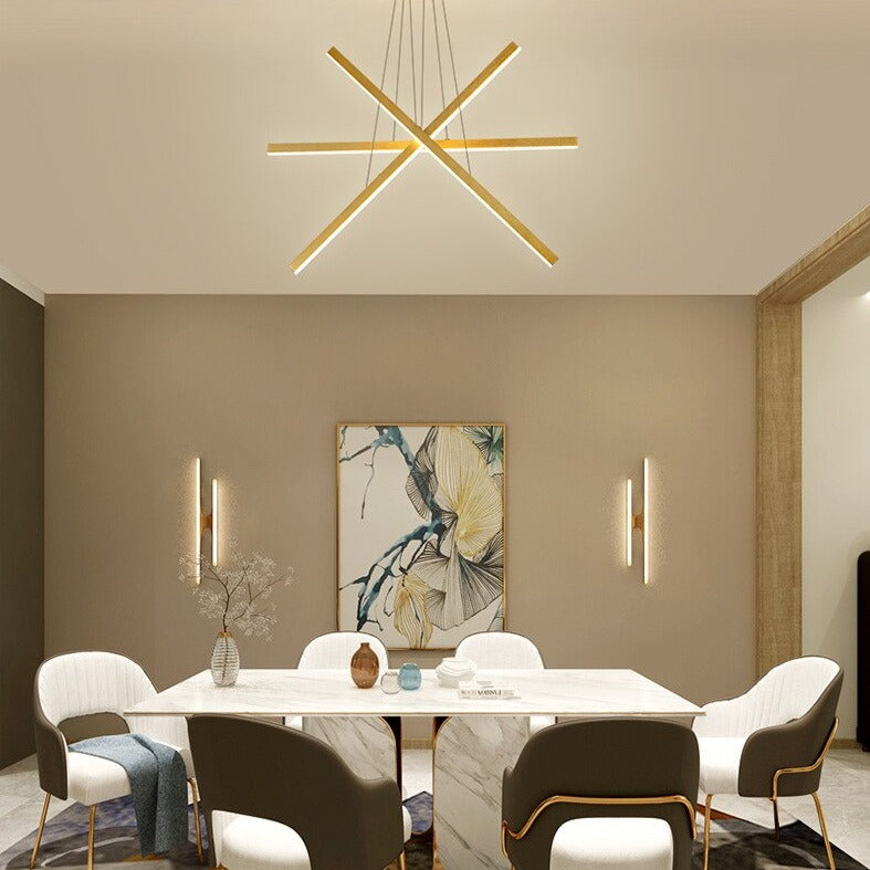 Alaikari modern gold metallic star-shaped LED chandelier