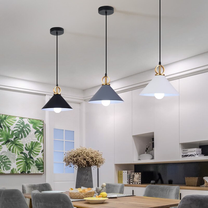 Suspension design LED avec abat-jour en métal nordique Haston