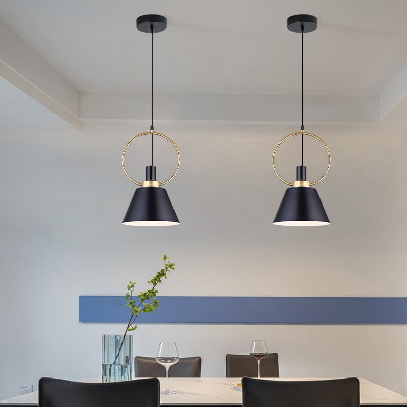 Suspension design LED avec abat-jour en métal nordique Haston - vue 3 sur 22