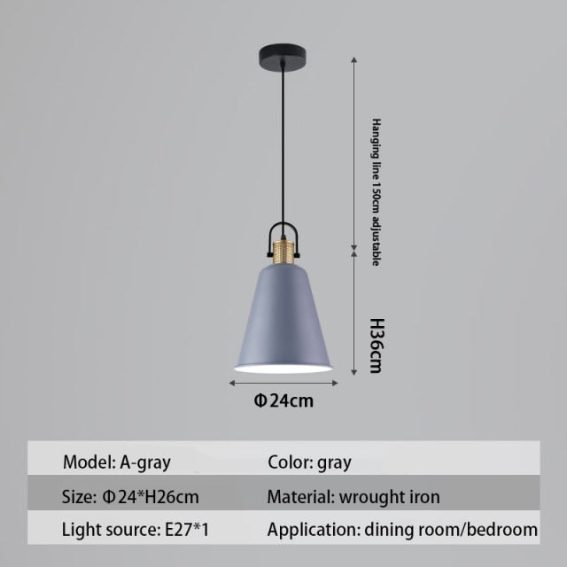 Suspension design LED avec abat-jour en métal nordique Haston
