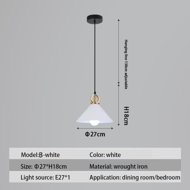 Suspension design LED avec abat-jour en métal nordique Haston