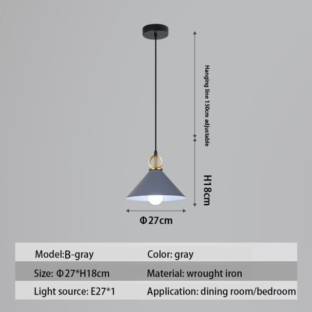 pendant light LED design with lampshade Nordic metal Haston