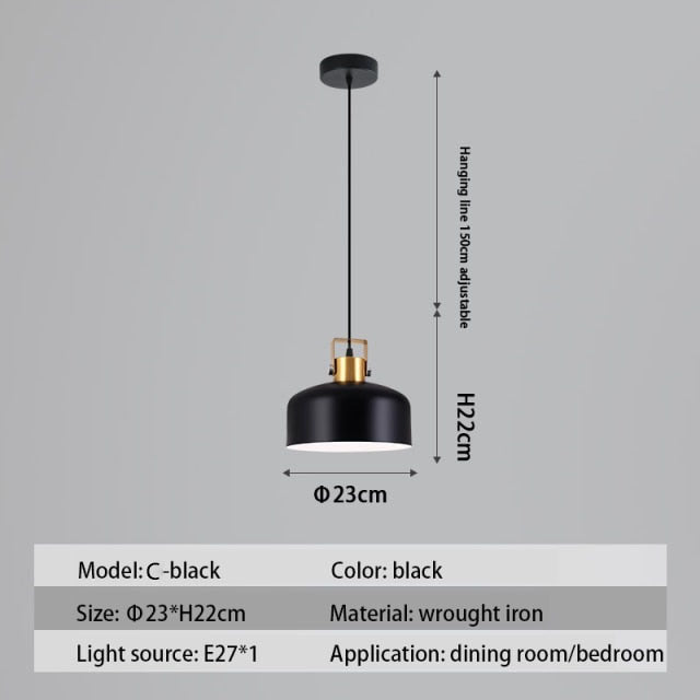 Lámpara de suspensión design LED con pantalla metálica nórdica Haston