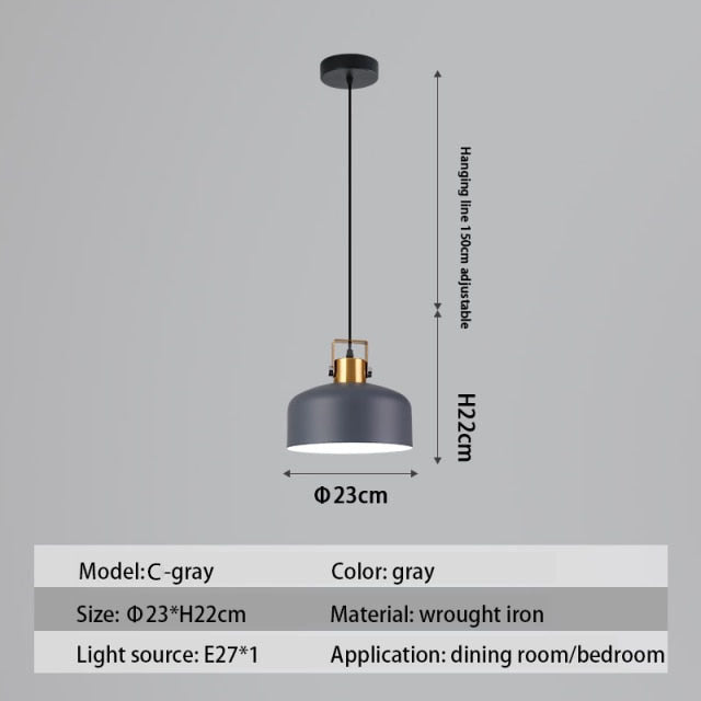 Lámpara de suspensión design LED con pantalla metálica nórdica Haston