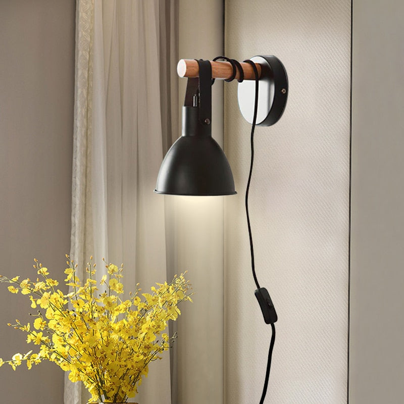 wall lamp industrial LED wall light with lampshade conical black Nofti
