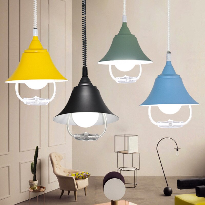 pendant light industrial lampshade conical rounded and colored Chione