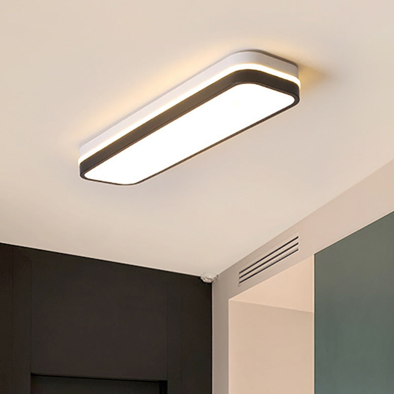 Plafonnier moderne LED forme géométrique blanc et noir Chelsea