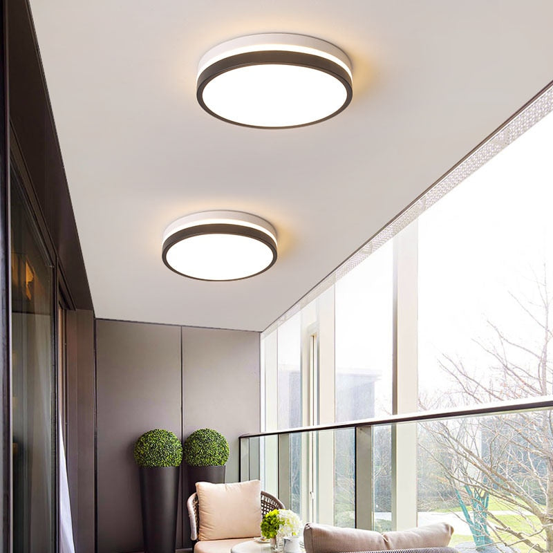 Plafonnier moderne LED forme géométrique blanc et noir Chelsea