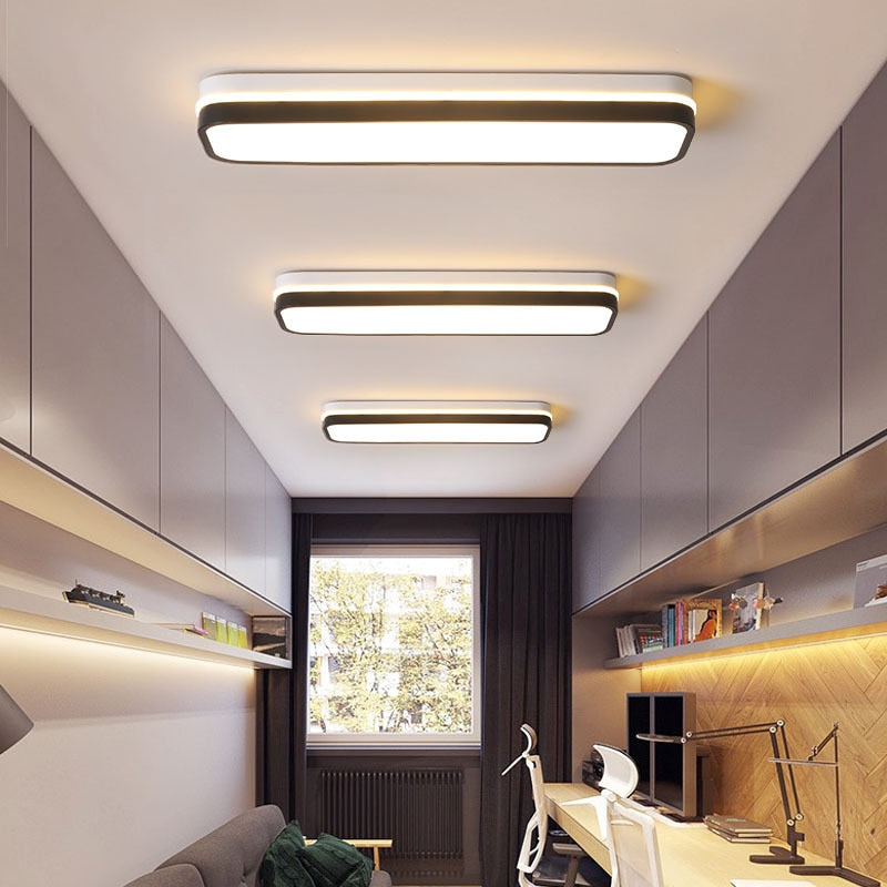 Plafonnier moderne LED forme géométrique blanc et noir Chelsea