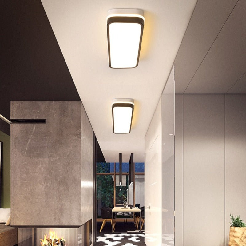 Plafonnier moderne LED forme géométrique blanc et noir Chelsea