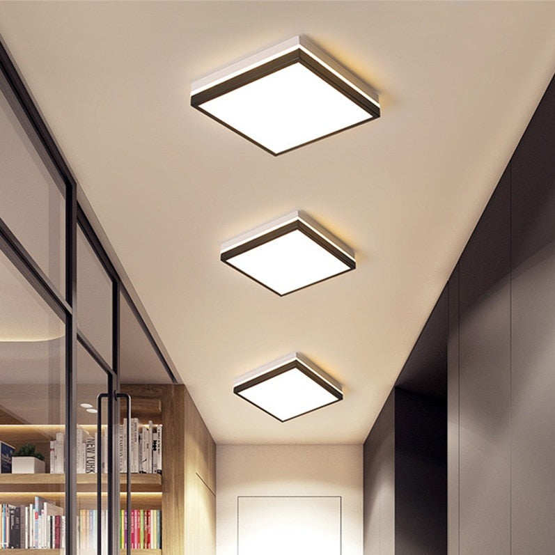 Plafonnier moderne LED forme géométrique blanc et noir Chelsea