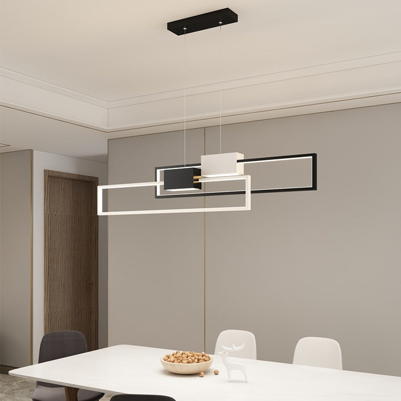 Lustre design LED avec lampes rectangulaires en métal Artemisa