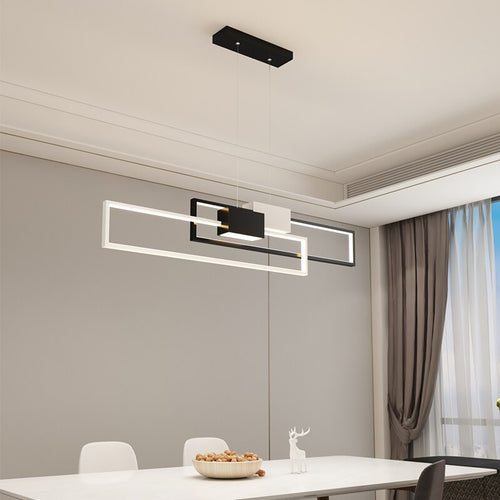 Lustre design LED avec lampes rectangulaires en métal Artemisa