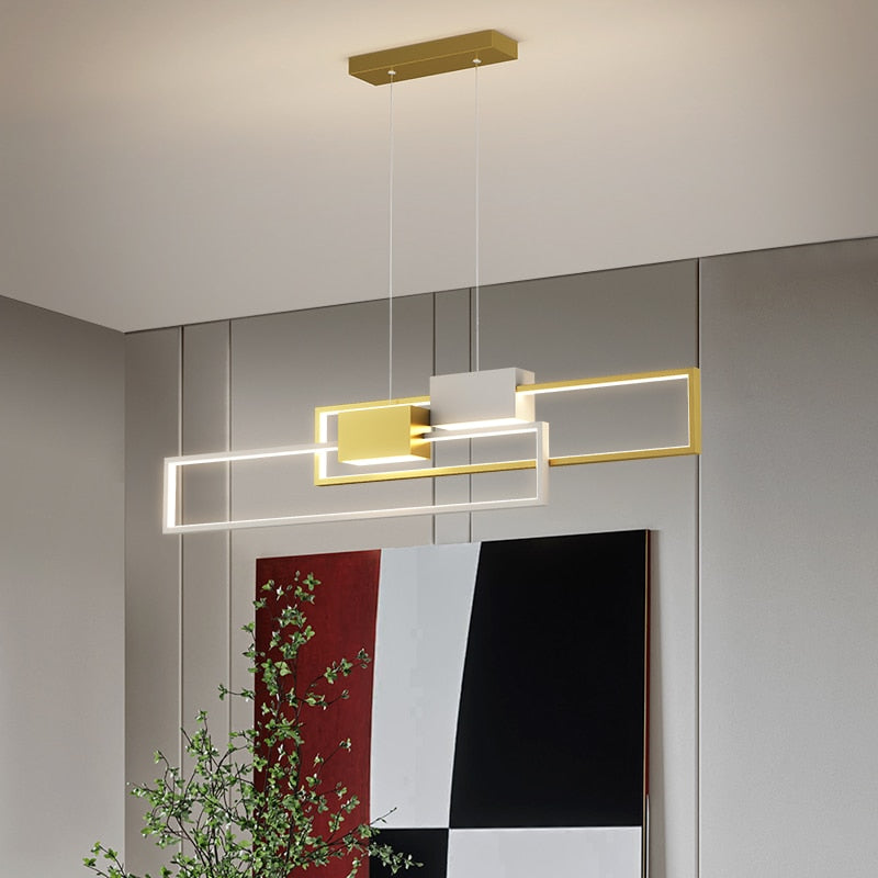 LED design chandelier with rectangular metal lamps Artemisa