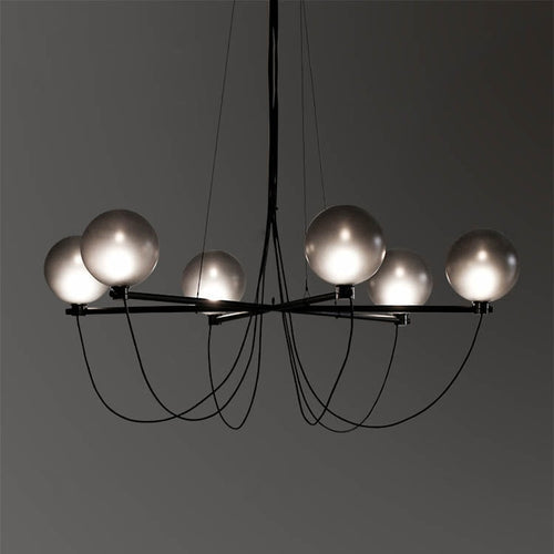 Modern chandelier with smoked grey glass globes Lujan