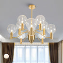 Lustre moderne LED forme d'araignée métallique dorée Criss