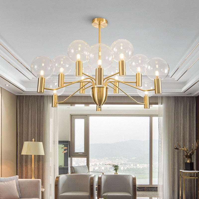 Lustre moderne LED forme d'araignée métallique dorée Criss - vue 2 sur 7