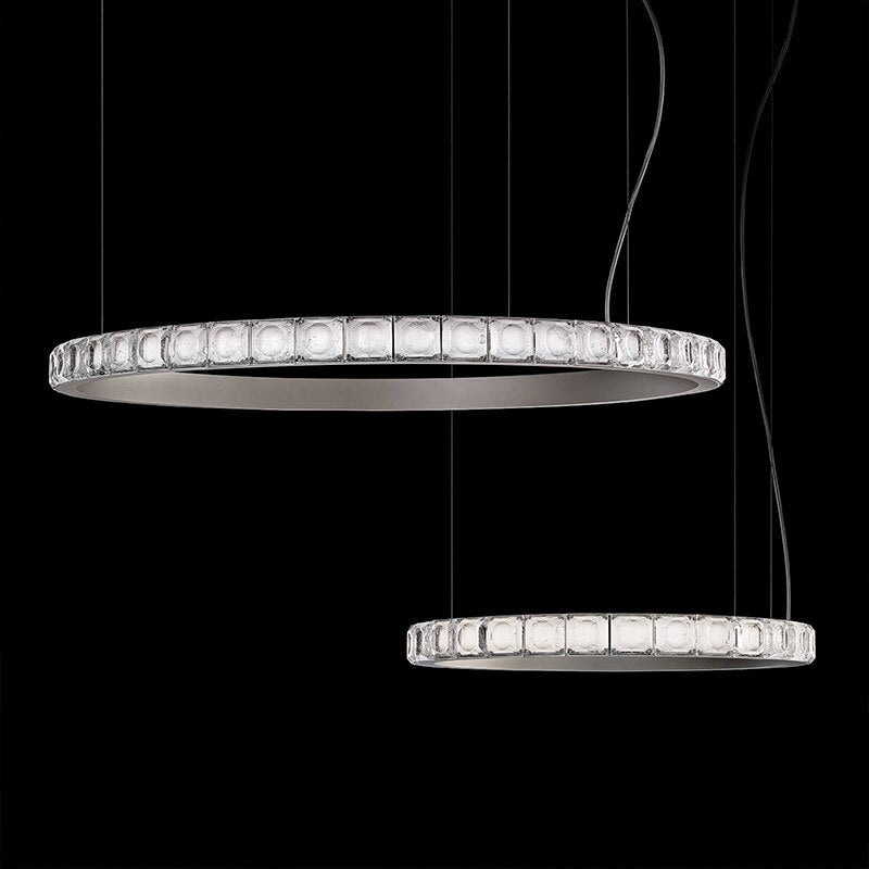 Martis modern LED ring chandelier with crystal diamonds