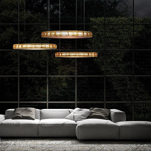 Lustre moderne LED style bague avec diamants en cristal Martis - vue 4 sur 11