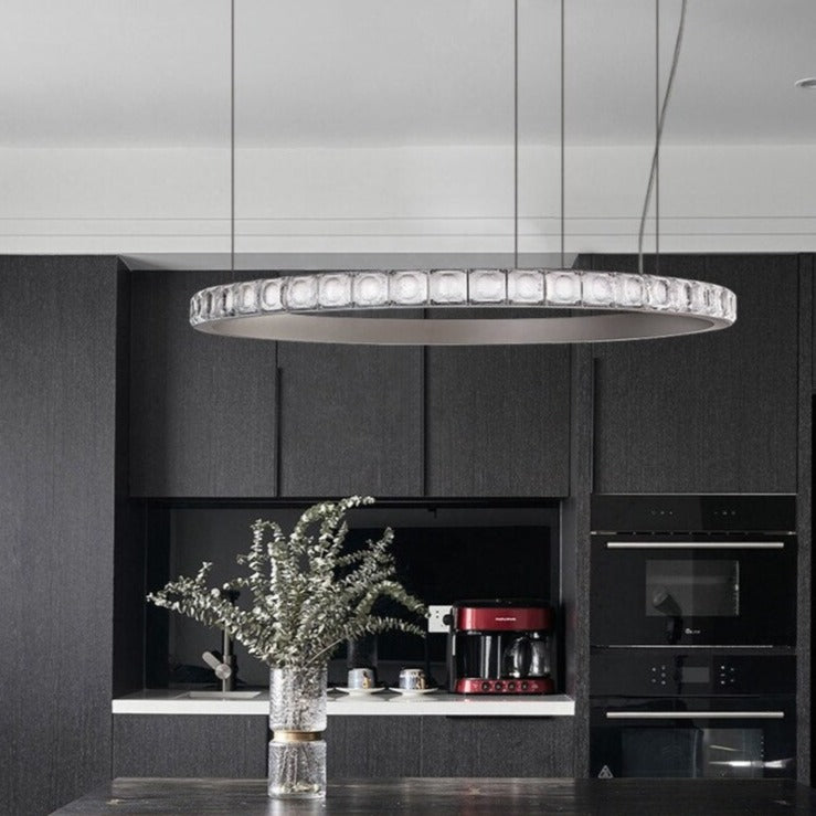 Lustre moderne LED style bague avec diamants en cristal Martis - vue 4 sur 11