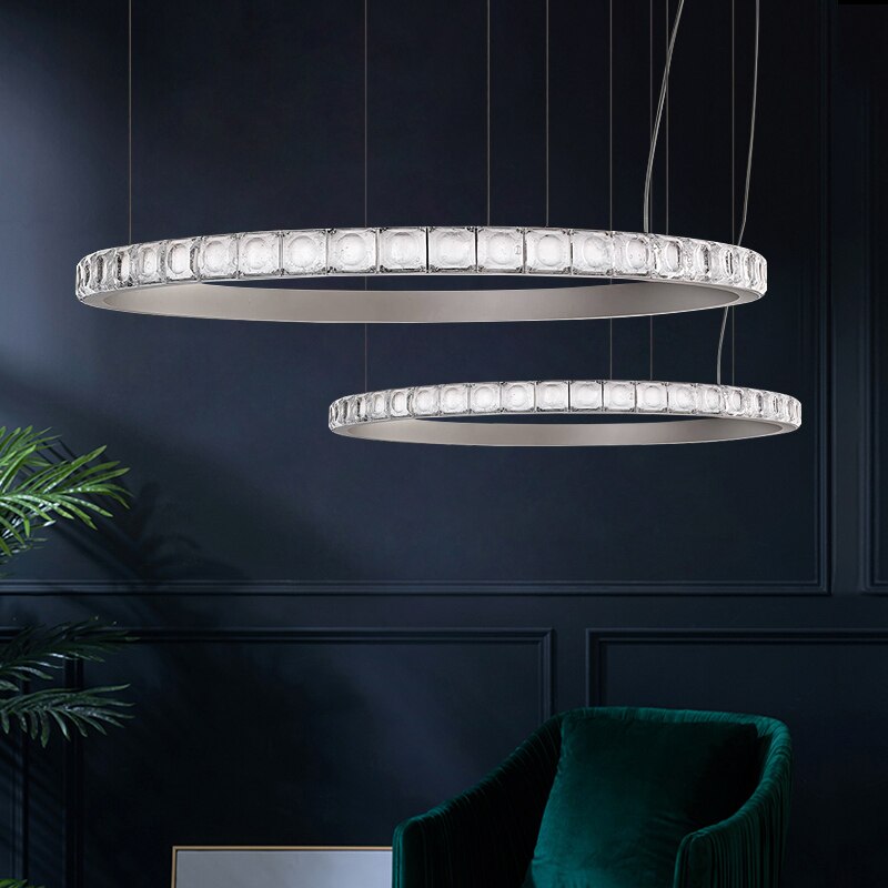 Lustre moderne LED style bague avec diamants en cristal Martis - vue 5 sur 11
