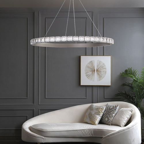 Martis modern LED ring chandelier with crystal diamonds