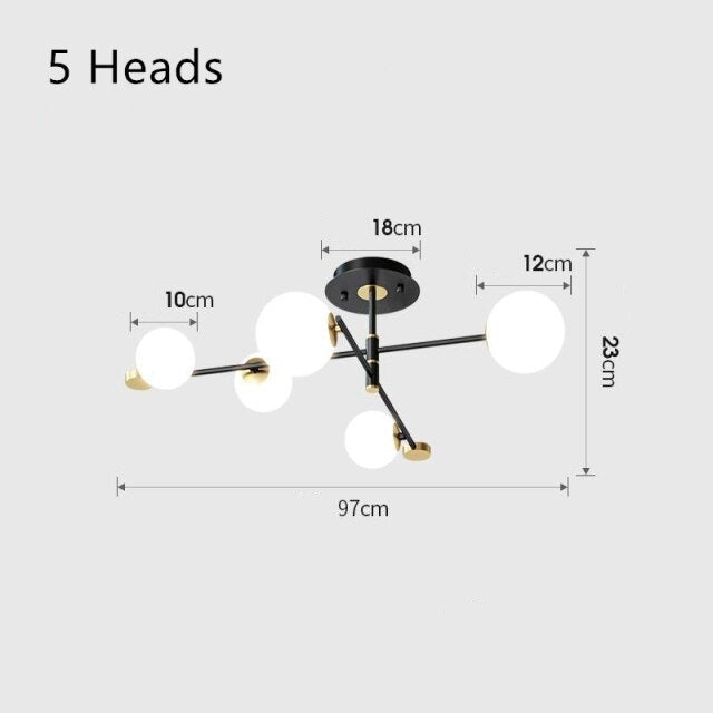 Moderna lámpara de LED con brazos cruzados negros y detalles dorados Poline