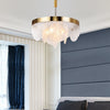 Lustre design LED moderne doré avec rond en verre blanc Art