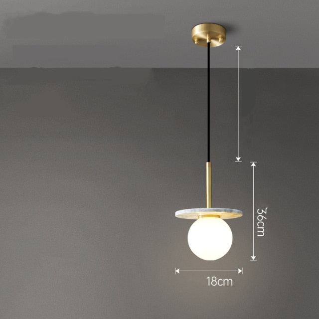 Lámpara de suspensión design con pantalla plana de mármol Gianna