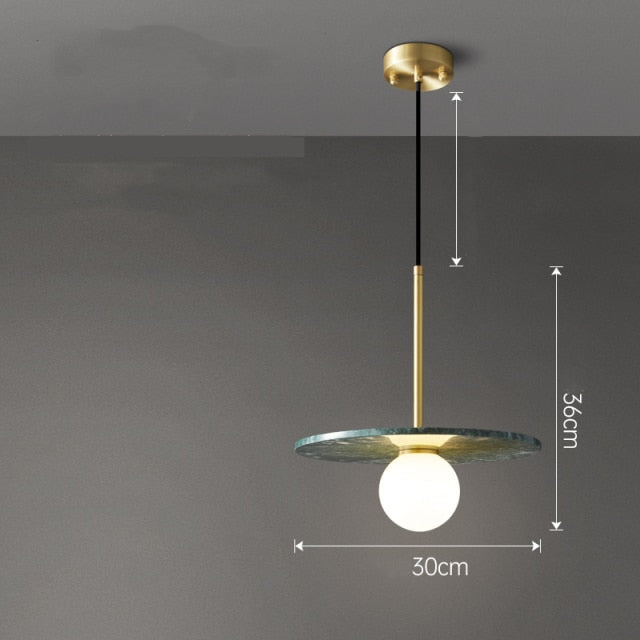 Lámpara de suspensión design con pantalla plana de mármol Gianna