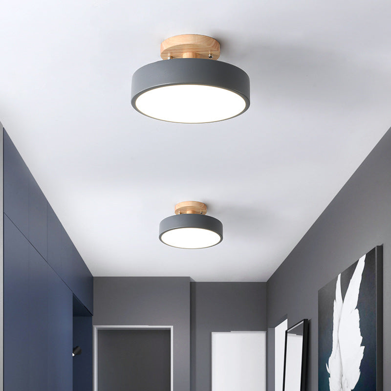 Plafonnier moderne LED en bois et métal coloré Celio