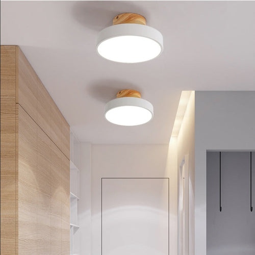 Lámpara de techo LED moderna de madera y metal Celio