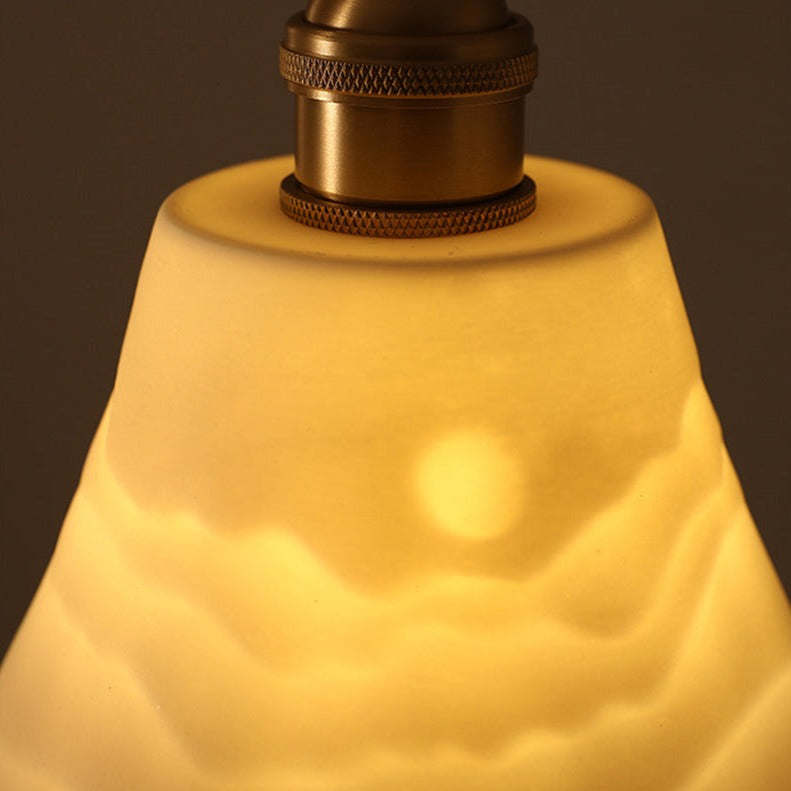 Lámpara de suspensión retro con pantalla de cerámica Mellia