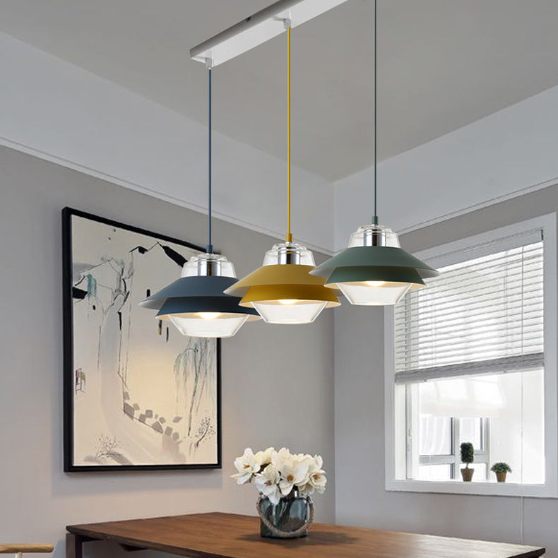 pendant light industrial LED double lampshade colored Armel