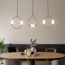 Suspension moderne LED tubes dorés avec forme géométrique Nyla