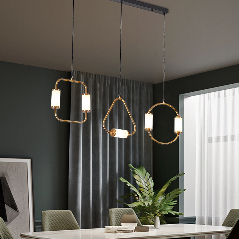 Suspension moderne LED tubes dorés avec forme géométrique Nyla - vue 4 sur 8