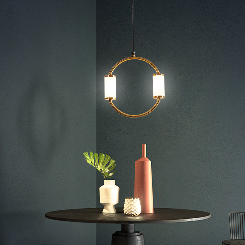 Lámpara de suspensión modernos tubos de LED dorados con forma geométrica Nyla