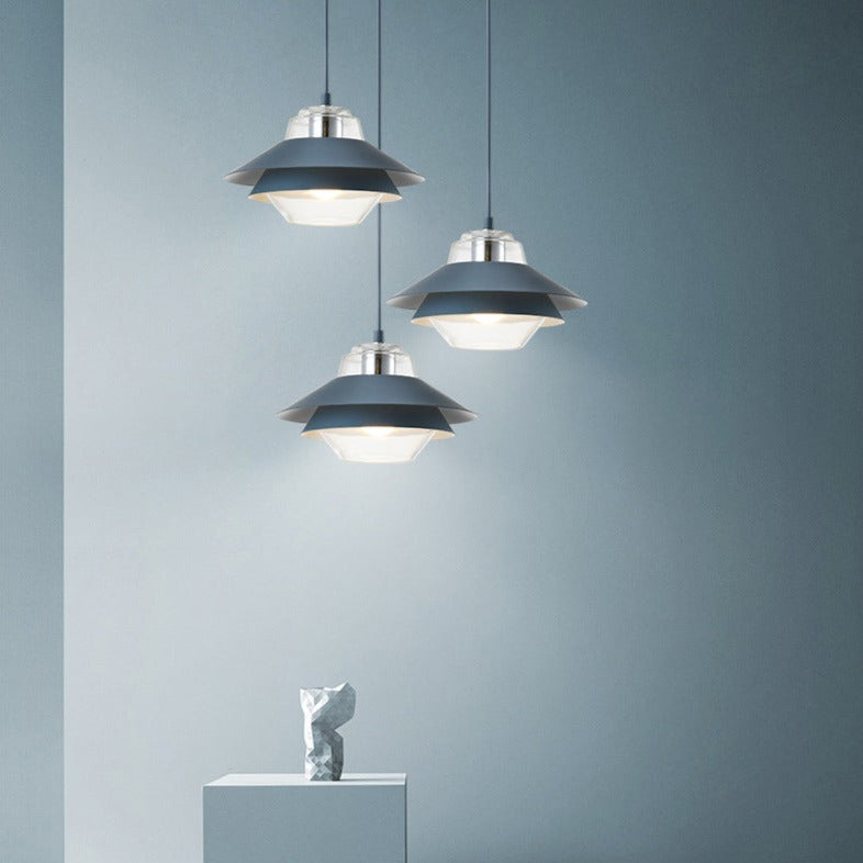 Suspension industrielle LED double abat-jour coloré Armel