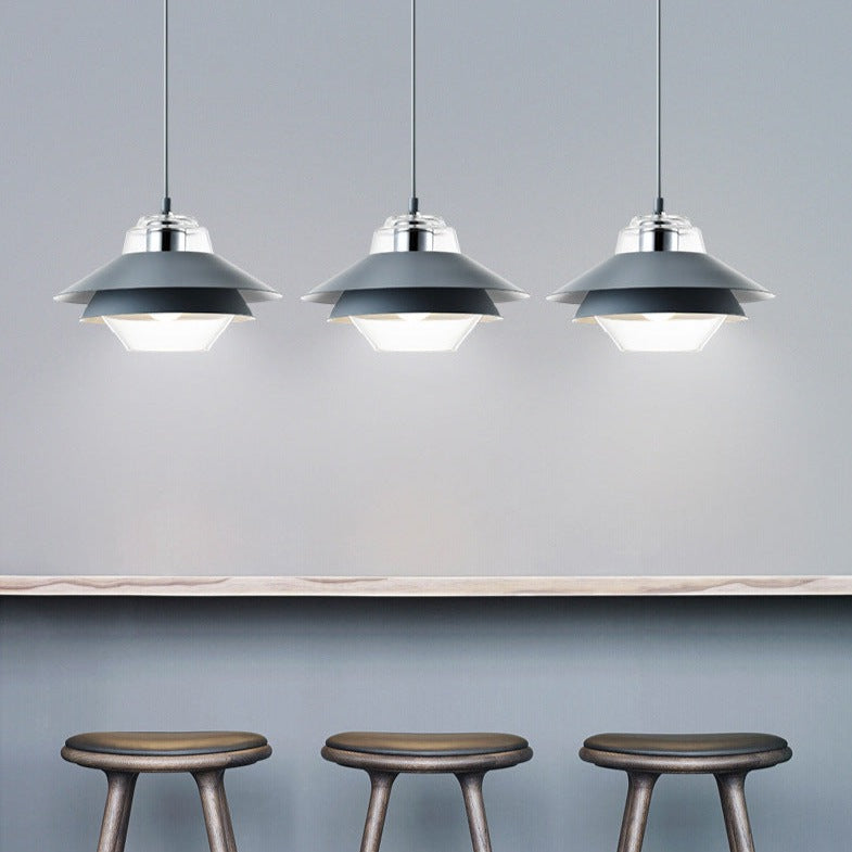 Suspension industrielle LED double abat-jour coloré Armel