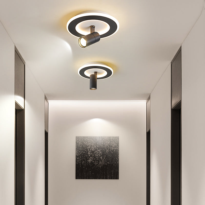 Plafonnier moderne LED avec base géométrique et spot Mavir