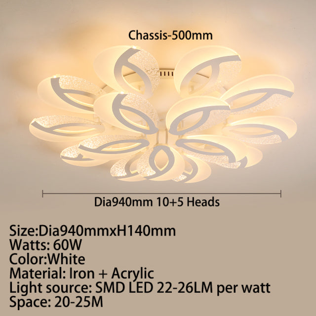 Jalen modern acrylic flower-shaped LED ceiling light