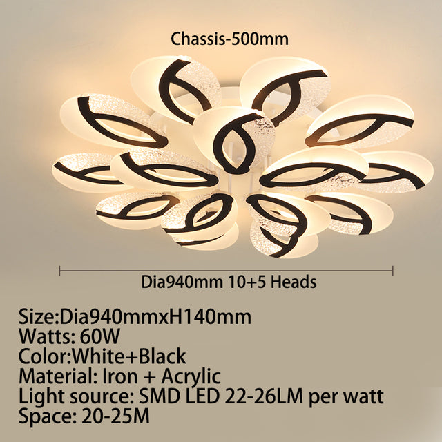 Lámpara de techo LED moderna Jalen con forma de flor de acrílico